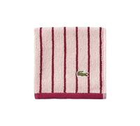 Lacoste Toalla de Marca Central: 100% algodón Suave, diseño de Rayas Jacquard, Ligera, Absorbente y Duradera, de Secado rápido, Rosa, paño de Lavado de 13 x 13 Pulgadas