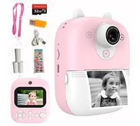Lacosvi Cámara de Impresión Instantánea, Cámara Digital para Niños 12MP Fotos, Videos 1080 HD Pantalla IPS 2,4 Pulgadas SD 32GB, Cámara de Vídeo Selfie Regalos para Niñas y Niños De 3 a 12 Años (Rosa)