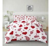 Lacre Juego de Funda Nórdica 150 x 220 cm Paisley Tema Geométrico Corazón Parure de Lit, Funda Nórdica de Microfibra con Cierre de Cremallera - Set de Ropa de Cama Transpirable y Suave