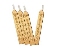 Lacre Oro,Sello de Cera,Lacre para Sellos,Sellando Palos de Cera con Mecha,Barras de Cera para Lacrar,para Invitaciones de Boda,Sobres de Tarjetas,Envoltura de Regalos (4Piezas,Oro)