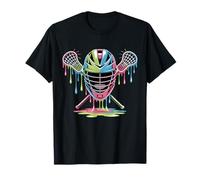 Lacrosse Helmet Drip Art Funny Colorful Sports Style Camiseta