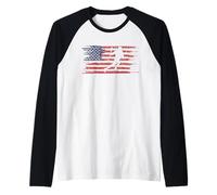 Lacrosse Player Gift Patriotic American Flag Lacrosse Camiseta Manga Raglan
