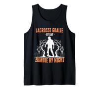 Lacrosse Portero de Día Zombie por la Noche Diversión Halloween Espeluznante Camiseta sin Mangas