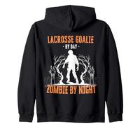 Lacrosse Portero de Día Zombie por la Noche Diversión Halloween Espeluznante Sudadera con Capucha