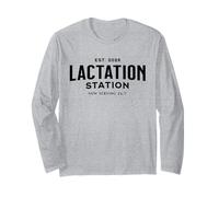Lactation Station, Funny Lactating Mothers Breastfeeding Mom Manga Larga