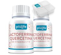 Lactoferrina 200mg + Quercetina 200mg 120 Cápsulas PiùLife, Sistema Inmune Suplemento Con Vitamina C Y D, Para Aumentar Defensas Adultos Y Reforzar Sistema Inmunologico, Antioxidante Natural