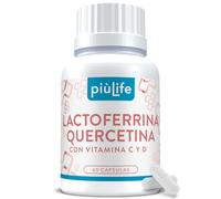 Lactoferrina 200mg + Quercetina 200mg 60 Cápsulas PiùLife, Sistema Inmune Suplemento Con Vitamina C Y D, Para Aumentar Defensas Adultos Y Reforzar Sistema Inmunologico, Antioxidante Natural