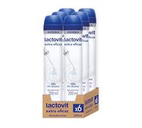Lactovit Desodorante en Spray Extra Eficaz, Máxima Protección 72 Horas, sin Alcohol ni Irritaciones, Desodorante Invisible, Equilibrio Óptimo entre Eficacia y Cuidado- Pack de 6 x 200 ml