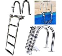Ladder Bath Boat Pooller Steel De Acero Inoxidable Piscina Líder Telescópico 4 Pasos Barco Plegable, Float Cover con Asas Y Pedal Ancho para Marine Yacht Muelle