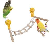 Ladder Swing - Wooden Climbing | Bird Toy with Suction Cups For Parakeets, Macaws & Cockatoos | Fun Climbing and Swinging Accessory For, Glass, Walls, and Indoor Bird Pl