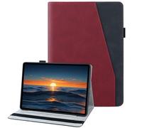 laddutoi Funda para Huawei MediaPad M5 Lite 10 (10.1") 2018, Carcasa Protectora Ranuras para Tarjetas, Soporte Plegable y Cubierta de Cuero PU, Tipo Folio Cover Funda, Rojo