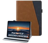 laddutoi Funda para iPad Pro 12.9 2022/2021/2020/2018 (6.ª/5.ª/4.ª/3.ª Generación), Carcasa Protectora Ranuras para Tarjetas, Soporte Plegable y Cubierta de Cuero PU, Tipo Folio Cover Funda, Naranja