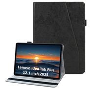laddutoi Funda para Lenovo Idea Tab Plus 12.1 Pulgadas 2025 TB361ZU/TB361FU, Carcasa Protectora Ranuras para Tarjetas, Soporte Plegable y Cubierta de Cuero PU, Tipo Folio Cover Funda, Negro