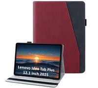 laddutoi Funda para Lenovo Idea Tab Plus 12.1 Pulgadas 2025 TB361ZU/TB361FU, Carcasa Protectora Ranuras para Tarjetas, Soporte Plegable y Cubierta de Cuero PU, Tipo Folio Cover Funda, Rojo