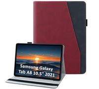 laddutoi Funda para Samsung Galaxy Tab A8 10.5” 2022/2021 SM-X200/X205/X207, Carcasa Protectora Ranuras para Tarjetas, Soporte Plegable y Cubierta de Cuero PU, Tipo Folio Cover Funda, Rojo