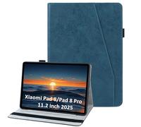 laddutoi Funda para Xiaomi Pad 8/8 Pro 2025 & Xiaomi Pad 7/7 Pro 2024 11,2 Pulgadas, Carcasa Protectora Ranuras para Tarjetas, Soporte Plegable y Cubierta de Cuero PU, Tipo Folio Cover Funda, Azul