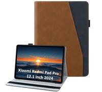 laddutoi Funda para Xiaomi Redmi Pad Pro/Xiaomi Poco Pad 12.1" 2024, Carcasa Protectora Ranuras para Tarjetas, Soporte Plegable y Cubierta de Cuero PU, Tipo Folio Cover Funda, Naranja