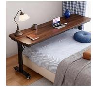 LADECNERHT Mesa De Noche De 1.6 Cm De Grosor, Altura Ajustable, Escritorio Portátil Gigante con Ruedas, Tablero Ecológico De Madera Maciza, para Trabajo, Estudio Y Camas WoodTone-130x40x68cm