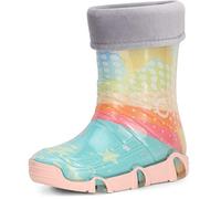 Ladeheid Botas de Agua forradas unisex para Niños Zapatos resistentes al agua Botas de goma Calzado de lluvia para niños y niñas Swk31 (Turquesa Modelo-31, 29/30 EU)