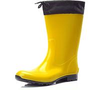 Ladeheid Botas de Agua Impermeables para Mujer Botas Antideslizantes Rubberboots Altas de Lluvia en PVC Zapatos de Mujeres LA-968 (Amarillo/Negro, 36 EU)