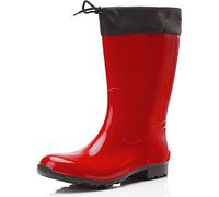Ladeheid Botas de Agua Impermeables para Mujer Botas Antideslizantes Rubberboots Altas de Lluvia en PVC Zapatos de Mujeres LA-968 (Rojo/Negro, 36 EU)