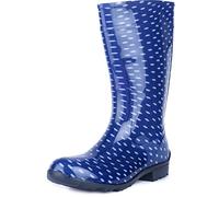 Ladeheid Botas de Agua para Mujeres Zapatos Antideslizantes e Impermeables en Botas de Goma PVC para Mujer Women rubberboots LA-967 (Azul Oscuro/Puntos, 36 EU)