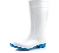 Ladeheid Botas de Agua para Mujeres Zapatos Antideslizantes e Impermeables en Botas de Goma PVC para Mujer Women rubberboots LA-967 (Blanco/Azul, 41 EU)