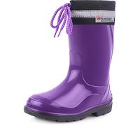 Ladeheid Botas de Agua para niños Botas de Lluvia con Suelas Antideslizantes Unisex Goma para Niñas Rainboots for Kids Impermeables LA-972 (Morado/Negro, 32 EU)