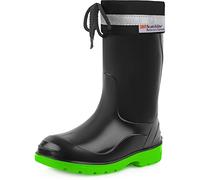 Ladeheid Botas de Agua para niños Botas de Lluvia con Suelas Antideslizantes Unisex Goma para Niñas Rainboots for Kids Impermeables LA-972 (Negro/Verde, 25 EU)