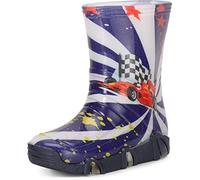 Ladeheid Botas de Agua Unisex para Niños Zapatos Resistentes al Agua Botas de Goma Calzado de Lluvia para niños y niñas Zapatos Infantiles SwkBW36 (Azul Oscuro Coche 36, 29/30 EU)