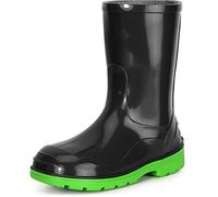 Ladeheid Botas de Agua Zapatos con Suela Antideslizante Botas de Goma Lluvia para Niña Unisex Rainboots de Caucho para Niños Botines para Niñas LA-939 (Negro/Verde, 30 EU)