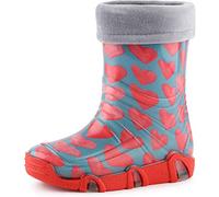 Ladeheid Botas de goma para niños forradas Swk, Corazones rosados turquesa, 35/36 EU