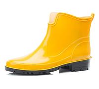 Ladeheid Botines de Agua en PVC para Mujer Botas de Lluvia Botines Impermeables de Caucho Zapatos de Goma para Primavera Wellington Boots Botas Cortas LA-930 (Amarillo, 36 EU)