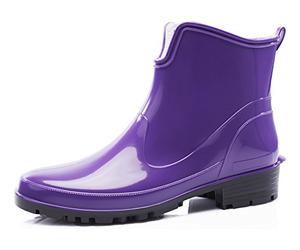 Ladeheid Botines de Agua en PVC para Mujer Botas de Lluvia Botines Impermeables de Caucho Zapatos de Goma para Primavera Wellington Boots Botas Cortas LA-930 (Morado, 38 EU)