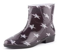 Ladeheid Botines de Lluvia para Mujeres Botas de Agua Zapatos Impermeables de Mujer Botines Elegantes de Goma Rainboots Bootie LAZT201802 (Negro/Estrellas Blanca, 39 EU)