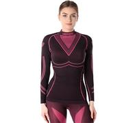 Ladeheid Camiseta Térmica Mujer Manga Larga - Ropa Interior Mujer Deportiva, Elástica, Transpirable y Secado Rápido - Top Funcional para Invierno, Deporte y Uso Diario LAGI004 (Negro/Rosa, S)