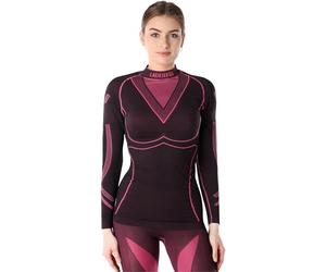 Ladeheid Camiseta Térmica Mujer Manga Larga - Ropa Interior Mujer Deportiva, Elástica, Transpirable y Secado Rápido - Top Funcional para Invierno, Deporte y Uso Diario LAGI004 (Negro/Rosa, L)