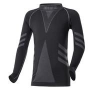 Ladeheid Camiseta Térmica Niño Manga Larga - Camiseta Deportiva de Compresión, Ropa Interior Funcional Unisex Niños, Transpirable y Cálida para Invierno y Deportes LAGI007 (Negro/Grafito, 158-164)