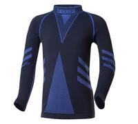 Ladeheid Camiseta Térmica Niño Manga Larga - Camiseta Deportiva de Compresión, Ropa Interior Funcional Niños, Transpirable y Cálida para Invierno y Deportes LAGI007 (Negro/Azul Marino, 158-164)