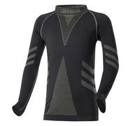 Ladeheid Camiseta Térmica Niño Manga Larga - Camiseta Deportiva de Compresión, Ropa Interior Funcional Unisex Niños, Transpirable y Cálida para Invierno y Deportes LAGI007 (Negro/Khaki, 134-140)