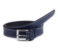 Ladeheid Cinturón de Cuero para Niños K1D5 (Azul Marino/Blanco, 55 cm, Largo total 74 cm)