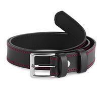 Ladeheid Cinturón de Cuero para Niños K1D5 (Negro/Rojo, 55 cm, Largo total 74 cm)