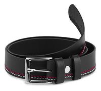 Ladeheid Cinturón de Cuero para Niños K1D5 (Negro/Rojo/Blanco, 55 cm, Largo total 74 cm)