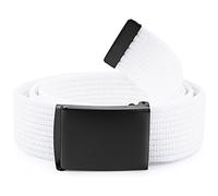 Ladeheid Cinturón en Tejido para Hombre P10 (Blanco-Negro, 120 cm (Largo total 130 cm))
