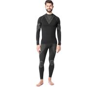 Ladeheid Conjunto Térmico Hombre - Ropa Interior Térmica con Camiseta Manga Larga y Pantalón Termico Hombre Running - Transpirable, Secado Rápido, para Deporte y Frio LAGI003 (Negro/Khaki, XL)