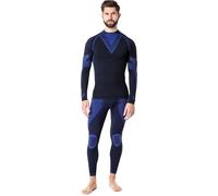 Ladeheid Conjunto Térmico Hombre - Ropa Interior Térmica con Camiseta Manga Larga y Pantalón Termico Hombre Running - Transpirable, Secado Rápido, para Deporte y Frio LAGI003 (Negro/Azul Marino, XXL)
