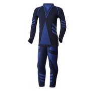 Ladeheid Conjunto Térmico para Niños - Ropa Interior Térmica para Invierno con Camiseta Térmica Niño & Niña y Pantalón Termico Largo - Ideal para Futbol y Esquí LAGI009 (Negro/Azul Marino, 146-152)