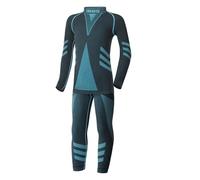 Ladeheid Conjunto Térmico para Niños - Ropa Interior Térmica para Invierno con Camiseta Térmica Niño & Niña y Pantalón Termico Largo - Ideal para Futbol y Esquí LAGI009 (Negro/Turquesa, 134-140)