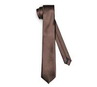 Ladeheid Corbata clásica para hombre, brillante, perfecta para la oficina y celebraciones, colores variados - Ideal para reuniones de negocios, bodas TMS-8 (150cm x 8cm, Marrón)