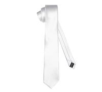 Ladeheid Corbata clásica para hombre, brillante, perfecta para la oficina y celebraciones, colores variados - Ideal para reuniones de negocios, bodas TMS-8 (150cm x 8cm, Blanco)